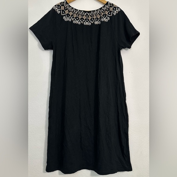 J. Jill 100% Cotton Black and Cream Embellished Sundress with Pockets - Picture 10 of 14